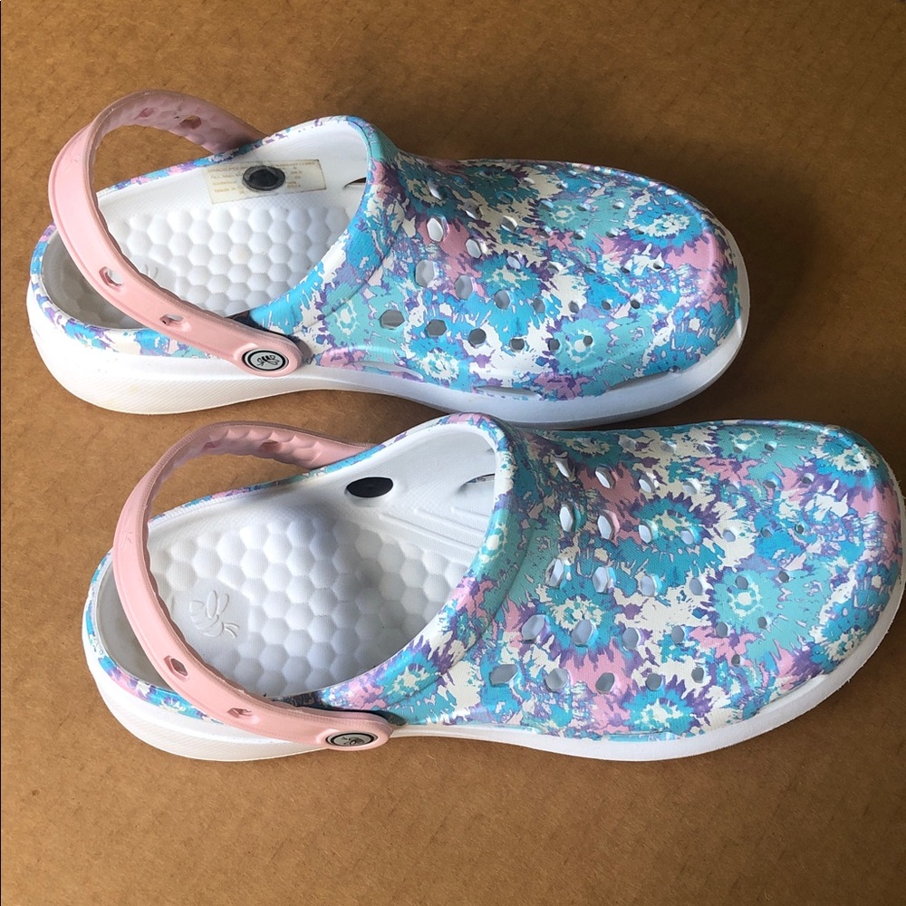 Joybees Active Clogs Floral Blue and Pink Print Size 8 - Picture 4 of 8